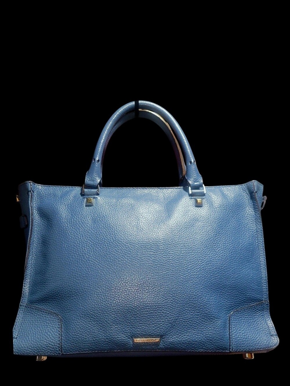 Rebecca Minkoff Blue Pebbled Zip Satchel Top Handle Silver HW No Long Strap